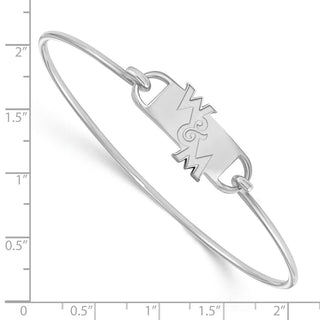 Sterling Silver Rhodium-plated LogoArt College of William and Mary Small Center 7 inch Wire Bangle Bracelet