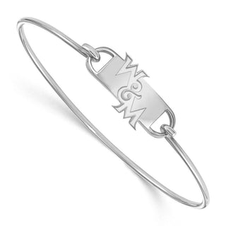Sterling Silver Rhodium-plated LogoArt College of William and Mary Small Center 7 inch Wire Bangle Bracelet
