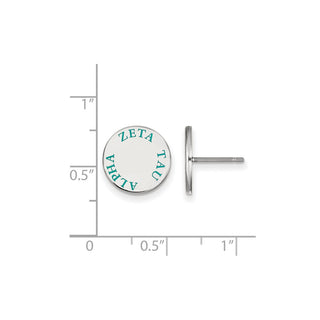 Sterling Silver Rhodium-plated LogoArt Zeta Tau Alpha Sorority Text Color Enamel Post Earrings SS020ZTA