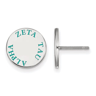 Sterling Silver Rhodium-plated LogoArt Zeta Tau Alpha Sorority Text Color Enamel Post Earrings SS020ZTA