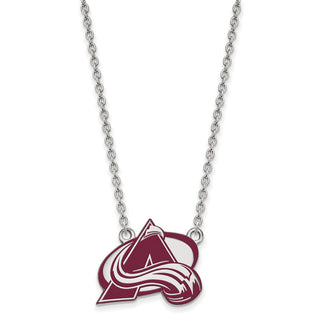 Sterling Silver Rhodium-plated NHL LogoArt Colorado Avalanche Letter A Large Enameled Pendant 18 inch Necklace