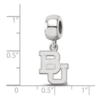 Sterling Silver Rhodium-plated LogoArt Baylor University Bears Small Dangle Bead Charm