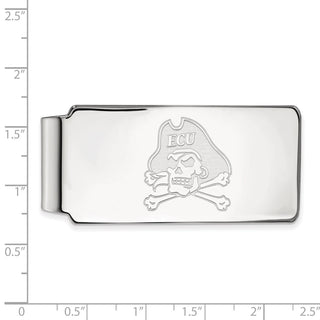 Sterling Silver Rhodium-plated LogoArt East Carolina University Pirate Money Clip
