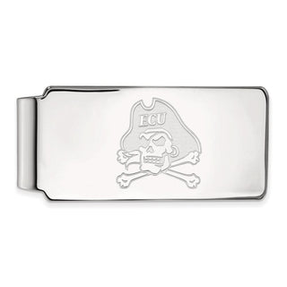 Sterling Silver Rhodium-plated LogoArt East Carolina University Pirate Money Clip
