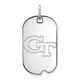 14k White Gold LogoArt Georgia Institute of Technology G-T Small Dog Tag Pendant