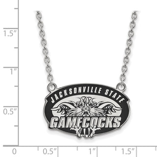 Sterling Silver Rhodium-plated LogoArt Jacksonville State U. Large Enameled Pendant 18 inch Necklace