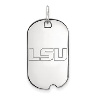 14k White Gold LogoArt Louisiana State University L-S-U Small Dog Tag Pendant