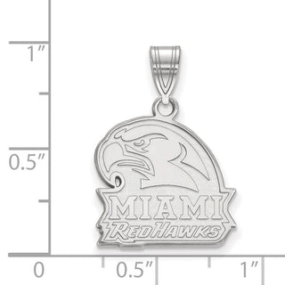 Sterling Silver Rhodium-plated LogoArt Miami University Ohio Redhawks Medium Pendant