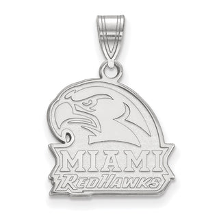 Sterling Silver Rhodium-plated LogoArt Miami University Ohio Redhawks Medium Pendant