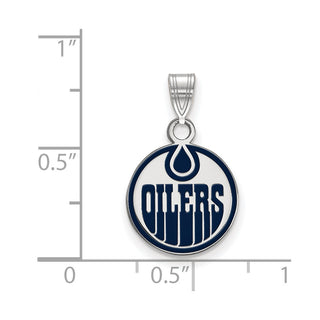 Sterling Silver Rhodium-plated NHL LogoArt Edmonton Oilers Small Enameled Pendant