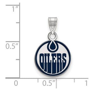 Sterling Silver Rhodium-plated NHL LogoArt Edmonton Oilers Small Enameled Pendant