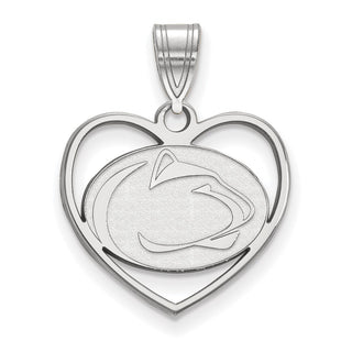 Sterling Silver Rhodium-plated LogoArt Penn State University Lion Heart Pendant