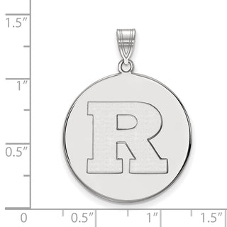 14k White Gold LogoArt Rutgers University Letter R Extra Large Disc Pendant