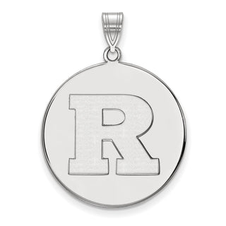 Sterling Silver Rhodium-plated LogoArt Rutgers University Letter R Extra Large Disc Pendant