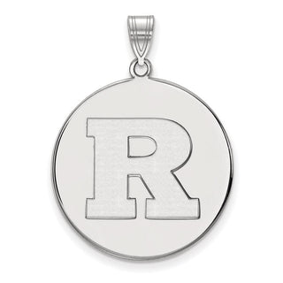 Sterling Silver Rhodium-plated LogoArt Rutgers University Letter R Extra Large Disc Pendant