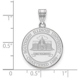 Sterling Silver Rhodium-plated LogoArt Southern Illinois University Large Crest Pendant