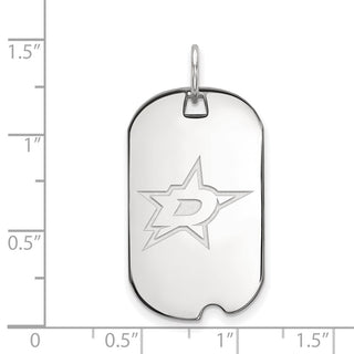 Sterling Silver Rhodium-plated NHL LogoArt Dallas Stars Small Dog Tag Pendant