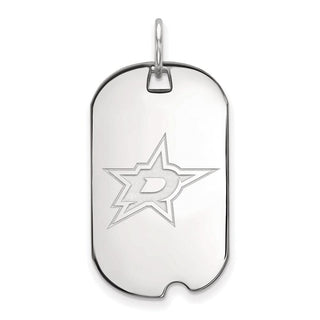 Sterling Silver Rhodium-plated NHL LogoArt Dallas Stars Small Dog Tag Pendant