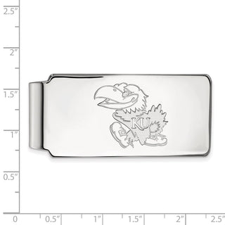 Sterling Silver Rhodium-plated LogoArt University of Kansas Jayhawk Money Clip