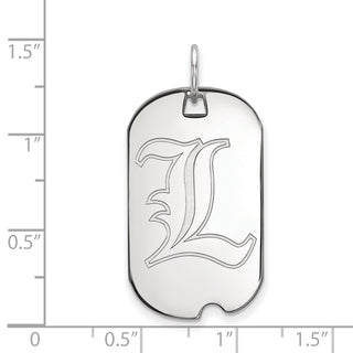 Sterling Silver Rhodium-plated LogoArt University of Louisville Letter L Small Dog Tag Pendant
