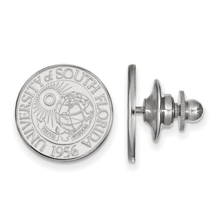 Sterling Silver Rhodium-plated LogoArt University of South Florida Crest Lapel Pin