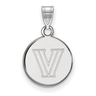 Sterling Silver Rhodium-plated LogoArt Villanova University Letter V Small Disc Pendant