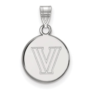 Sterling Silver Rhodium-plated LogoArt Villanova University Letter V Small Disc Pendant