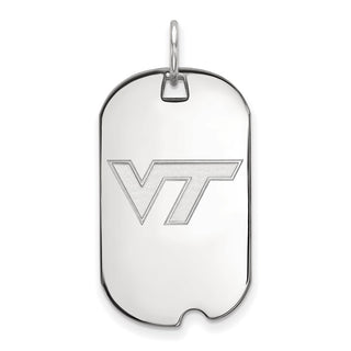 Sterling Silver Rhodium-plated LogoArt Virginia Tech V-T Small Dog Tag Pendant