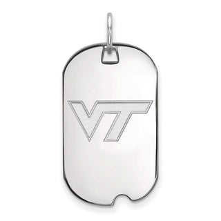 14k White Gold LogoArt Virginia Tech V-T Small Dog Tag Pendant