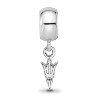 Sterling Silver Rhodium-plated LogoArt Arizona State University Pitchfork Extra Small Dangle Bead Charm
