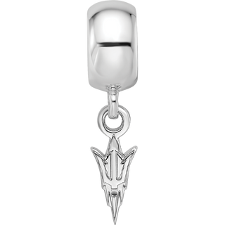 Sterling Silver Rhodium-plated LogoArt Arizona State University Pitchfork Extra Small Dangle Bead Charm