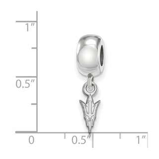 Sterling Silver Rhodium-plated LogoArt Arizona State University Pitchfork Extra Small Dangle Bead Charm