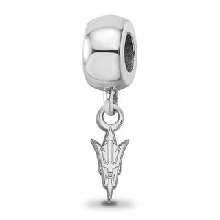 Sterling Silver Rhodium-plated LogoArt Arizona State University Pitchfork Extra Small Dangle Bead Charm