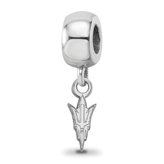 Sterling Silver Rhodium-plated LogoArt Arizona State University Pitchfork Extra Small Dangle Bead Charm