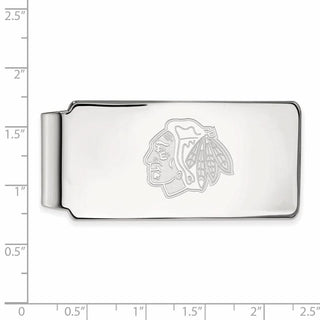 Sterling Silver Rhodium-plated NHL LogoArt Chicago Blackhawks Money Clip