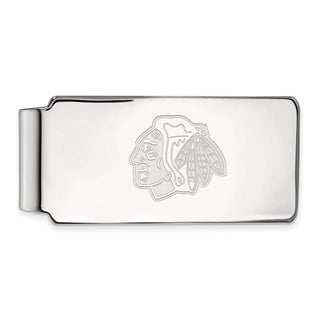Sterling Silver Rhodium-plated NHL LogoArt Chicago Blackhawks Money Clip