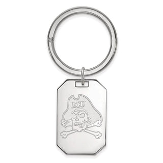 Sterling Silver Rhodium-plated LogoArt East Carolina University Pirate Key Ring