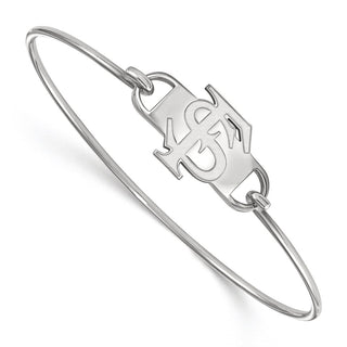 Sterling Silver Rhodium-plated LogoArt Florida State University F-S Small Center 7 inch Wire Bangle Bracelet