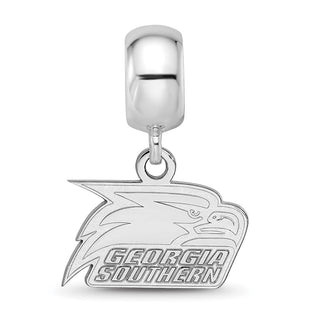 Sterling Silver Rhodium-plated LogoArt Georgia Southern University Eagle Extra Small Dangle Bead Charm