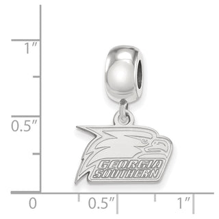 Sterling Silver Rhodium-plated LogoArt Georgia Southern University Eagle Extra Small Dangle Bead Charm