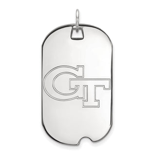 14k White Gold LogoArt Georgia Institute of Technology G-T Large Dog Tag Pendant