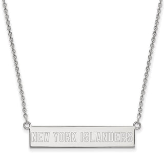 Sterling Silver Rhodium-plated NHL LogoArt New York Islanders Small Bar 18 inch Necklace