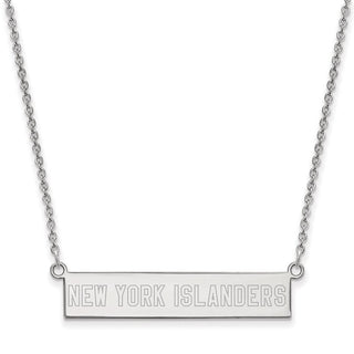 Sterling Silver Rhodium-plated NHL LogoArt New York Islanders Small Bar 18 inch Necklace
