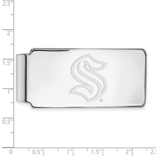 Sterling Silver Rhodium-plated NHL LogoArt Seattle Kraken Money Clip