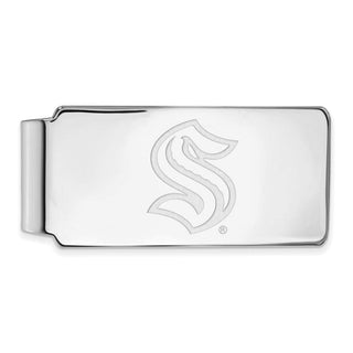 Sterling Silver Rhodium-plated NHL LogoArt Seattle Kraken Money Clip