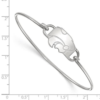 Sterling Silver Rhodium-plated LogoArt Kansas State University Wildcat Small Center 7 inch Wire Bangle Bracelet