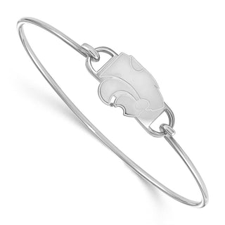 Sterling Silver Rhodium-plated LogoArt Kansas State University Wildcat Small Center 7 inch Wire Bangle Bracelet