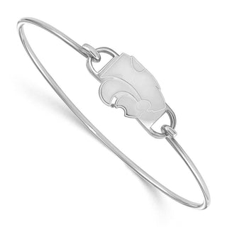 Sterling Silver Rhodium-plated LogoArt Kansas State University Wildcat Small Center 7 inch Wire Bangle Bracelet