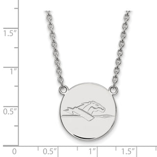 Sterling Silver Rhodium-plated LogoArt Longwood University Horse Large Disc Pendant 18 inch Necklace