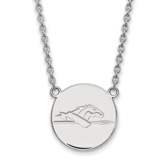 Sterling Silver Rhodium-plated LogoArt Longwood University Horse Large Disc Pendant 18 inch Necklace
